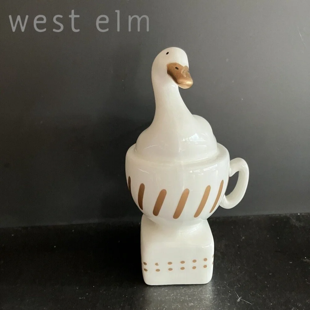 West Elm Fancy Duck in a Tea Cup Mini Statue